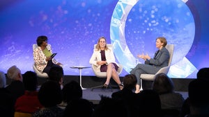 Ertharin Cousin, Devry Boughner Vorwerk, and Darci Vetter on stage at the Council